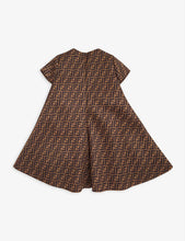 Logo-print bow-detail woven dress 4-14 years