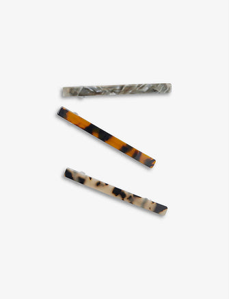 Tortoiseshell set of three resin barrette hair clips