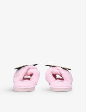 Bubble & Pop brooch-embellished faux-fur slippers