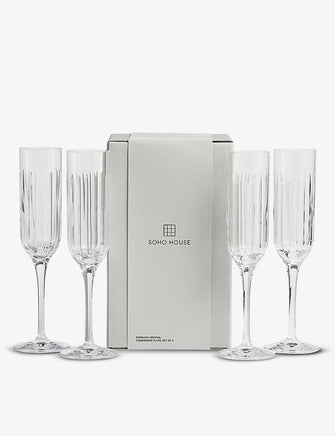 Roebling Cut crystal-glass champagne flutes set of four