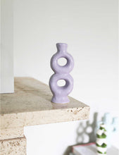 Loop striped stoneware candle holder 8cm