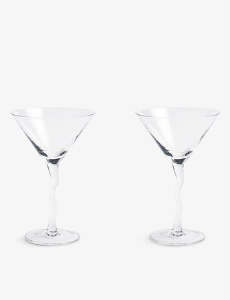 Curly glass martini glass set of two