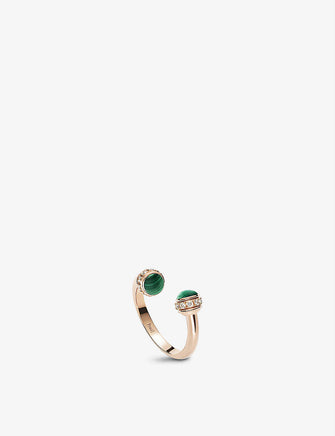 Possession 18ct rose-gold, 0.21ct brilliant-cut diamond and malachite ring