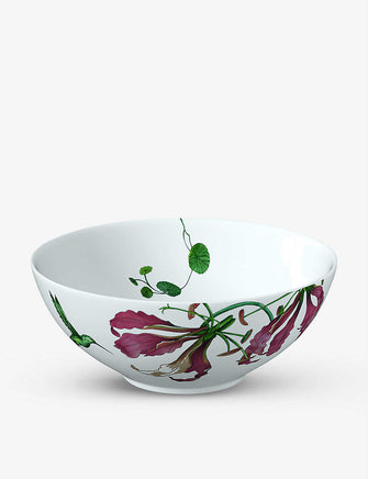 Avarua leaf-print porcelain bowl 15cm