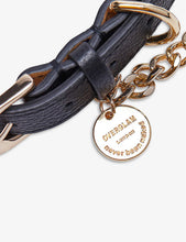 Chain-embellished leather pet collar