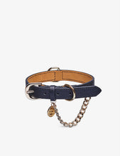 Chain-embellished leather pet collar