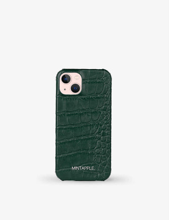 Alligator-embossed leather iPhone 13 case