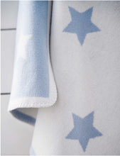 Star-intarsia reversible knit-cotton baby blanket 75cm x 100cm