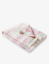 Striped pom-pom cotton and cashmere-blend baby blanket 75cm x 100cm