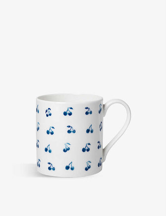 Cherry-print bone-china mug 9cm