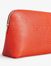 Lizzer floral-debossed saffiano faux-leather washbag