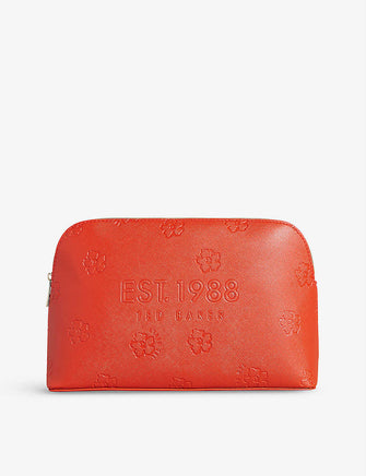 Lizzer floral-debossed saffiano faux-leather washbag