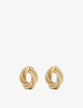 Twisted leather and gold-tone sterling-silver hoop earrings