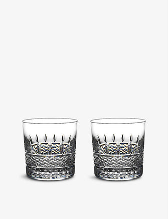 Irish Lace engraved crystal-glass tumblers set of two