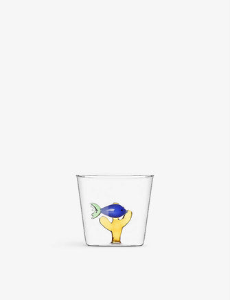 Fish printed glass tumbler 8cm