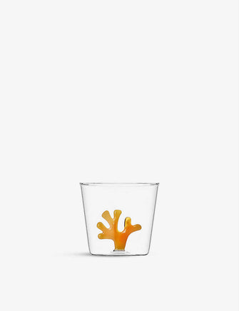 Coral printed glass tumbler 8cm