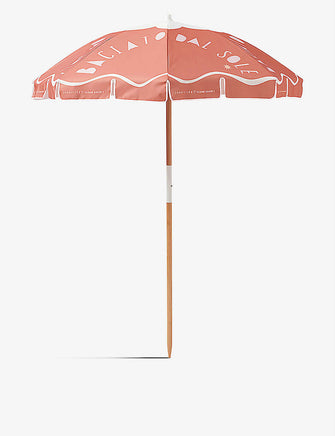 Baciato Dal Sole fringed wooden beach umbrella 155cm