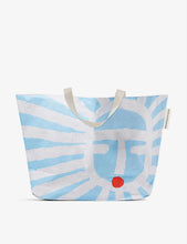 Sun-print woven carryall bag