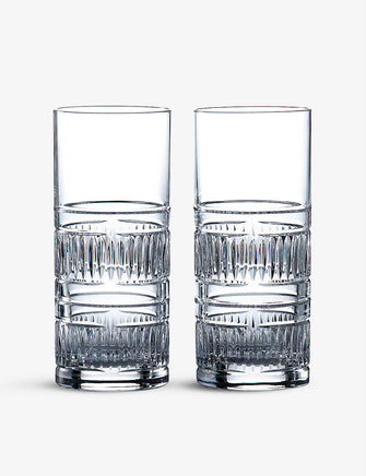 Radial crystal highball glasses set of two