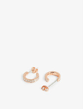 Nano crystal-embellished rose gold-plated brass hoop earrings