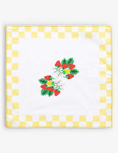 Strawberry Fields motif-embroidered woven napkin 23.8cm x 23.8cm