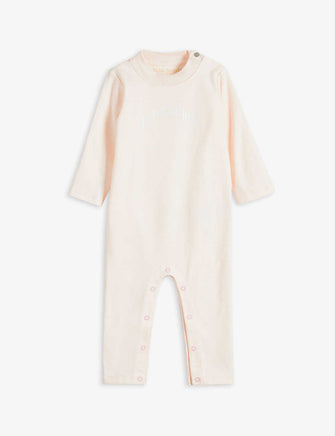Long-sleeved round-neck cotton shortall 3-12 months