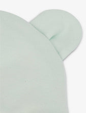 Logo-print bear-ear cotton beanie hat