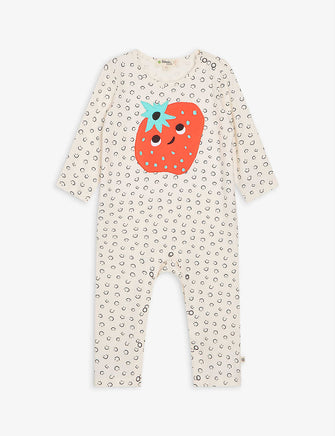 Reef strawberry-print organic-cotton sleepsuit 0-18 months