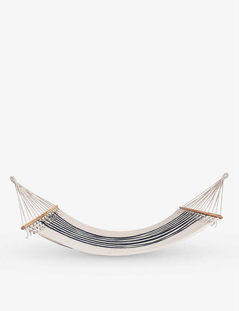 Striped cotton and wood hammock 395cm
