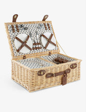 Heritage Hamper Half Insulated four-person wicker picnic basket and cutlery set