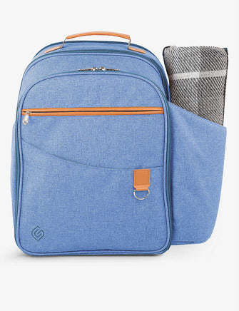 Contemporary woven two-person picnic backpack