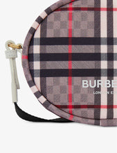 Cleo check-print woven cross-body bag