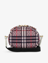 Cleo check-print woven cross-body bag