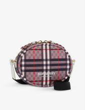 Cleo check-print woven cross-body bag