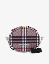 Cleo check-print woven cross-body bag