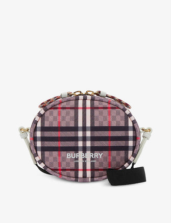 Cleo check-print woven cross-body bag