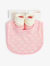 Logo-print cotton bib and booties set 0-6 months