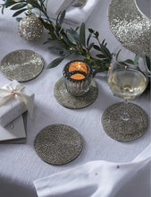 Round metallic beaded coasters set of four