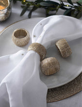 Metallic beaded napkin rings set of four