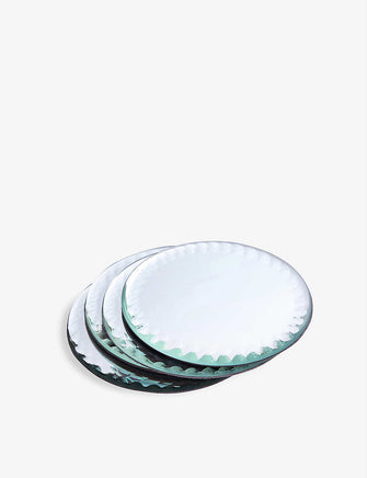 Round mirrored glass coasters set of four