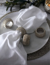 Metallic beaded napkin rings set of four