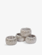 Metallic beaded napkin rings set of four