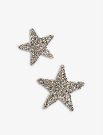 Glittered star-shaped card table decorations