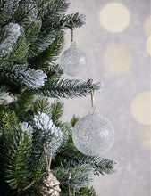 Glittered round glass Christmas decoration 9cm