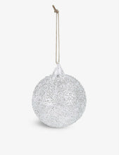 Glittered round glass Christmas decoration 9cm