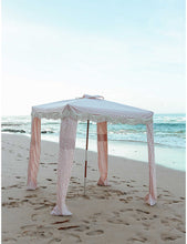 Fringed wood and canvas cabana 140cm