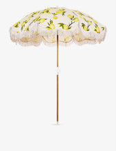 Fringed wood and canvas canopy umbrella 183cm