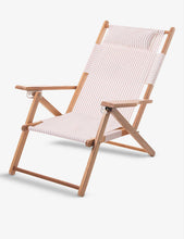 Striped canvas and hardwood beach chair 87cm