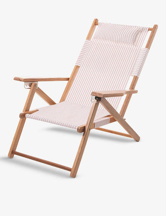 Striped canvas and hardwood beach chair 87cm