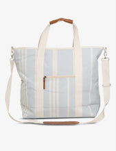 Striped coated-canvas cooler bag